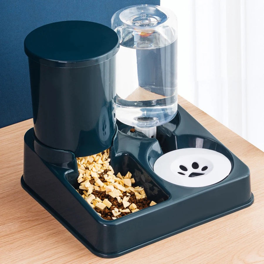 AUTOMATISK KATT-MATSÅL & VATTENDISPENSER SET – 2 I 1 TILTAD AUTOMATISK FODER- OCH VATTENDISPENSER