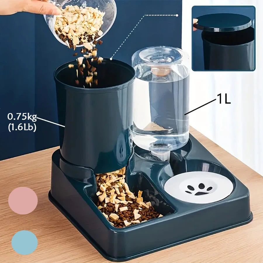 AUTOMATISK KATT-MATSÅL & VATTENDISPENSER SET – 2 I 1 TILTAD AUTOMATISK FODER- OCH VATTENDISPENSER